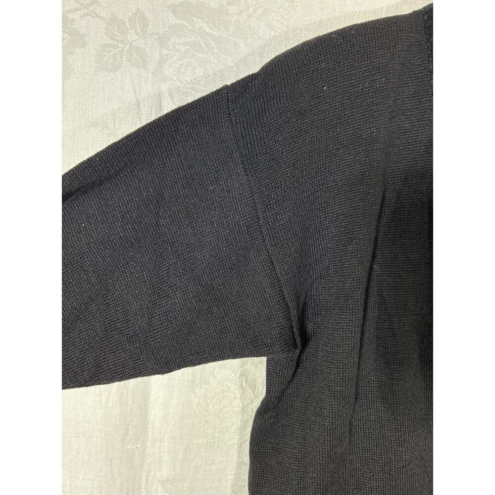 Pendleton Cardigan Sweater Medium Black Pure Virgin Wool Striped Trim Vintage - Picture 5 of 9
